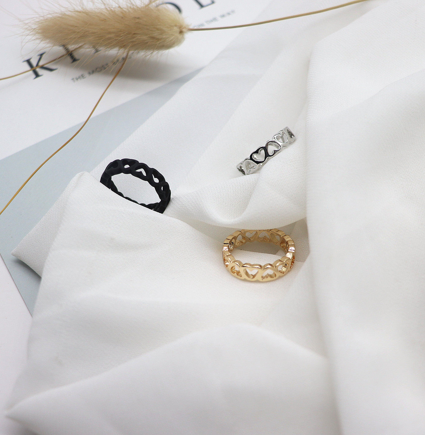 新款欧美气质简约时尚 心形小戒指女士手饰品尾戒