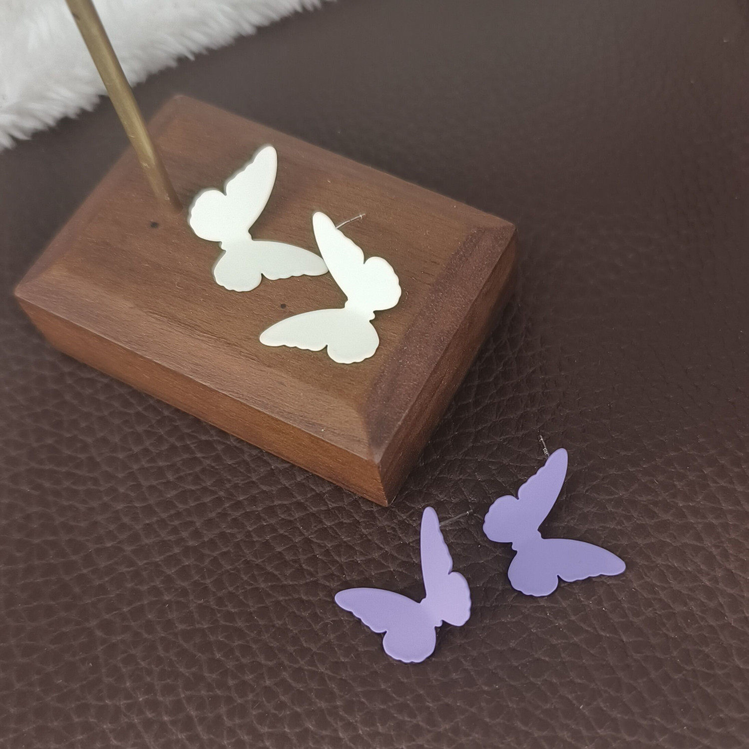 s925银针日韩甜美耳饰品时尚复古立体蝴蝶耳钉喷漆少女耳环