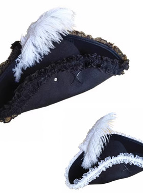 加勒比灵魂海盗帽拿破仑帽三角帽欧洲贵族蕾丝三角海盗帽船长帽