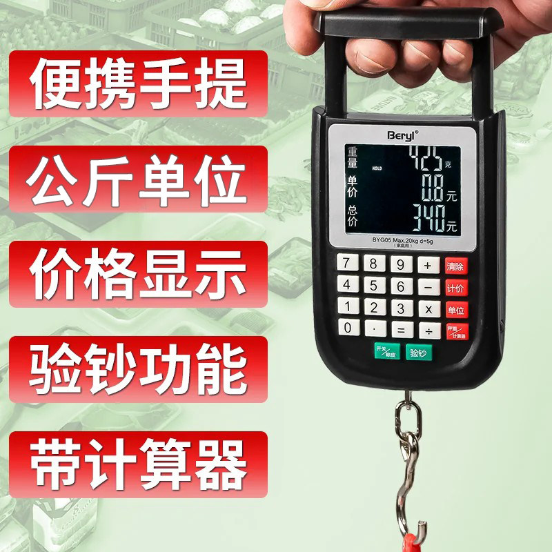 电子手提秤便携式高精度克秤家用买菜计价秤钓鱼称重快递钩秤小型