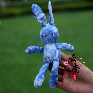 云南扎染植物染成品手工伴手礼可爱玩偶蓝色兔子大理旅游纪念品
