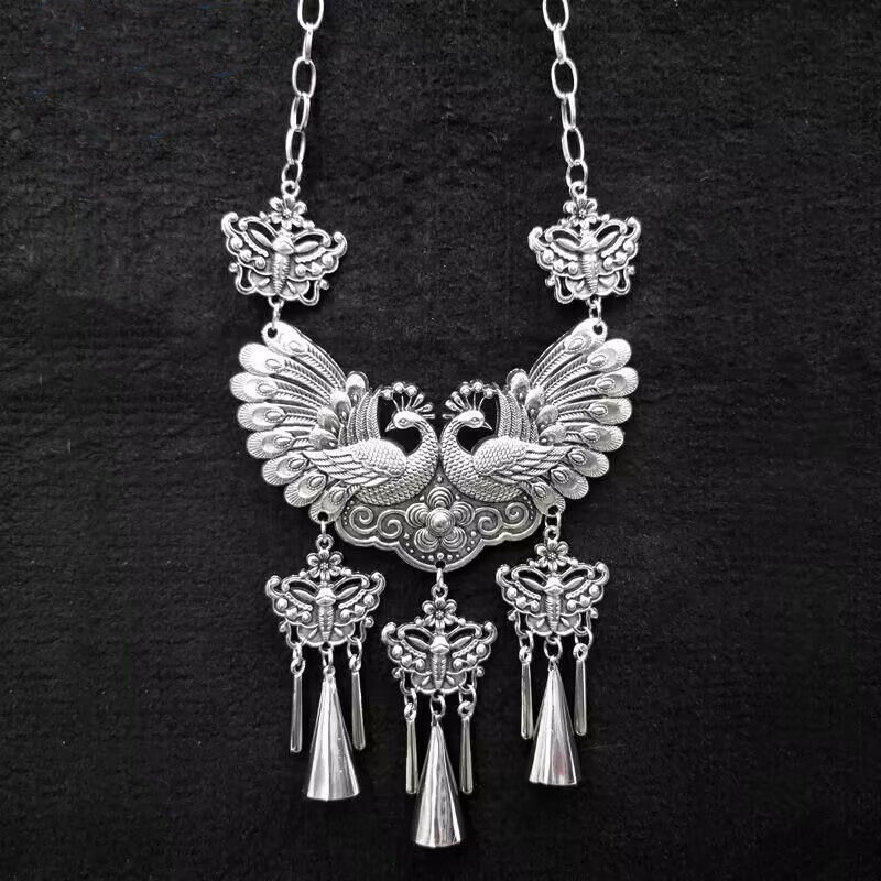 杨丽萍老师同款吉祥孔雀项链苗银项链毛衣链 民族风饰品复古饰品