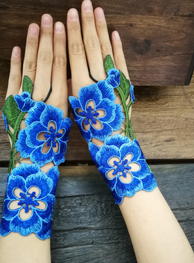 杨丽萍同款漏指绣花手腕套饰品