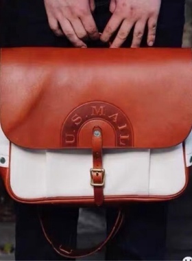 手工复古美式U.S.MAIL邮差包男生帆布休闲潮酷男士单肩斜挎包背包