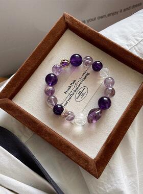 天然紫水晶手串珠九紫离火紫色手链精致小众女生款手饰品2026新款