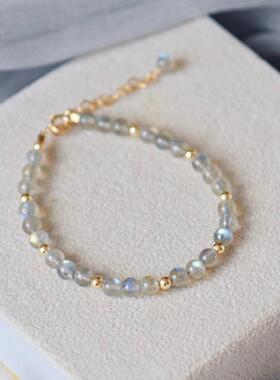 灰蓝色月光石手链轻奢时尚精致小众高级漂亮独特手串女款2026新款