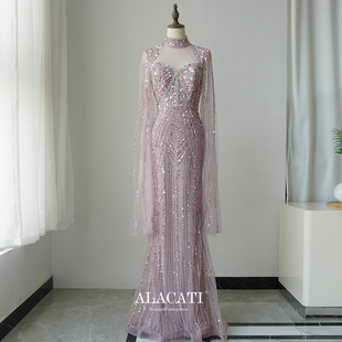 出口外贸Alacati新款 气质晚礼服女年会名媛晚宴 高端轻奢重工水袖