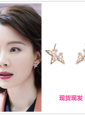 完关系美佟丽娅陈数同款耳环耳钉饰925银针防过敏蝴蝶结气质爱心