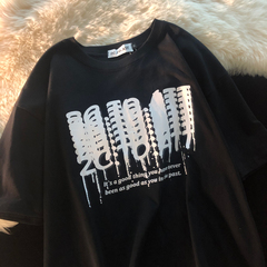 Summer new loose round neck printed cotton short sleeve shirt