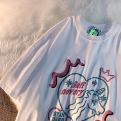 Cotton love pony print short sleeve T-shirt for Korean women