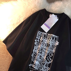 Cotton Japanese Short Sleeve T-Shirt women's loose Korean design sense minority print versatile top