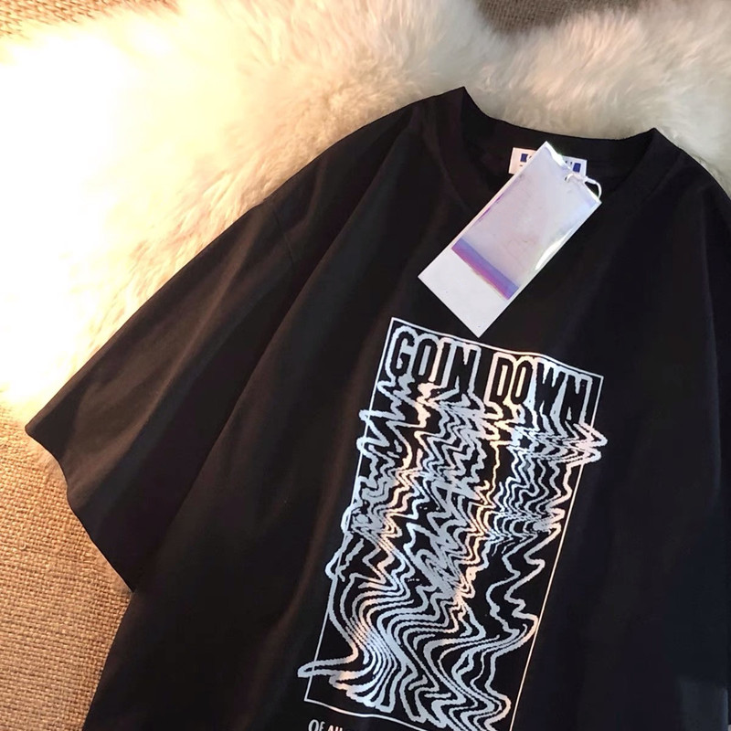 Cotton Japanese Short Sleeve T-Shirt women's loose Korean design sense minority print versatile top