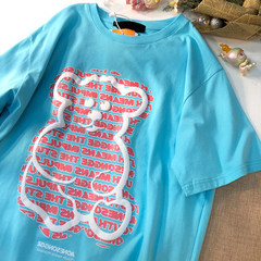 Official map real price cotton summer new American retro bear short sleeve T-shirt women's loose and versatile top fashion