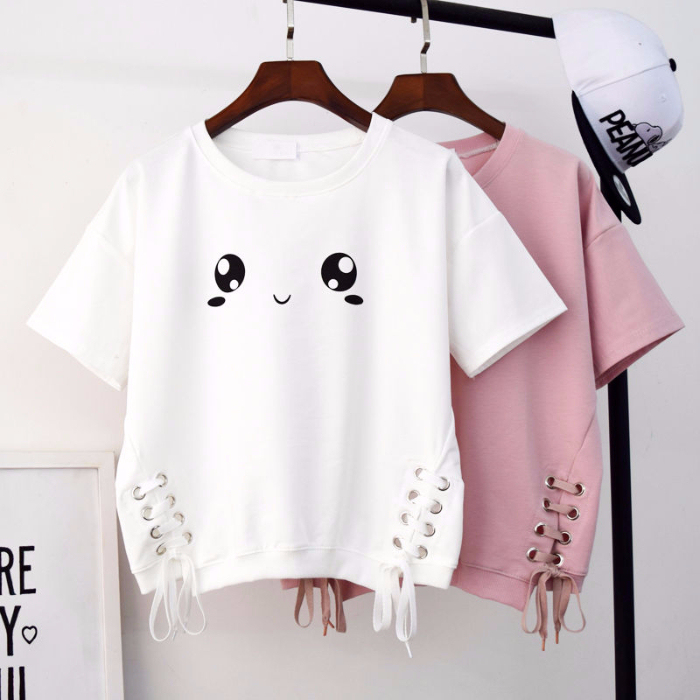 Small fresh short sleeve t-shirt female student loose Korean summer new lovely versatile white clothes