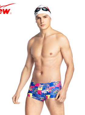 飘FEW新品专业训练男士小平角比赛竞速中学生速干印花青少年泳裤