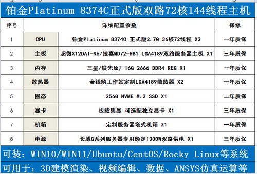 铂金三代8374B计算工作站服务器