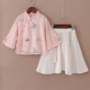 女童套装裙夏款2025年洋气抖音汉服纱裙仙气连衣裙洋气新年套装裙