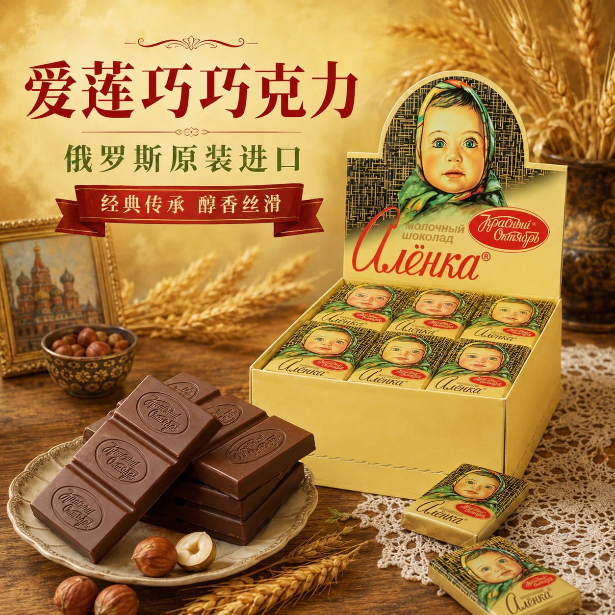 俄罗斯进口大头娃娃巧克力糖果牛奶纯黑75%可可儿童休闲零食630克
