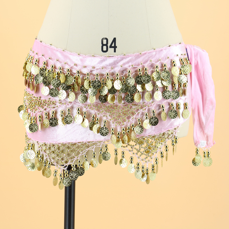 肚皮舞腰链臀巾丝绒三层波浪金币腰封印度2020新款腰链初学者Y27