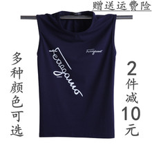 Mùa hè không tay T-Shirt nam lỏng vest nam mỏng vòng cổ bông thể thao tập thể dục kích thước lớn vest stretch vest