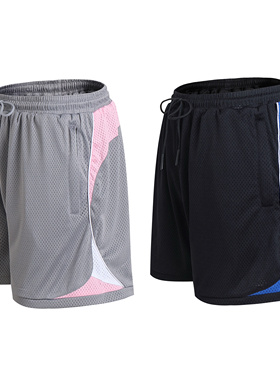 Cseven双层网眼足球短裤拼接撞色美式运动四分裤宽松男blokecore