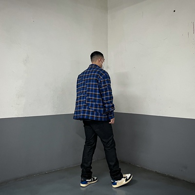 C7涂层黑胶刷蜡裤破洞非