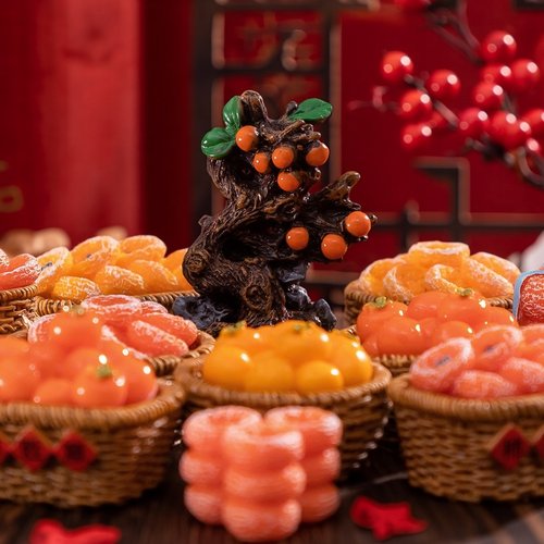 微景观仿真柿子筐娃屋汽车摆件