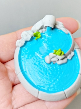 微景观仿真水池 瀑布 园艺花台造景diy装饰配件 桌面车载沙盘摆件