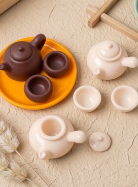 仿真微缩茶壶杯子茶具模型 娃娃屋diy装饰配件桌面车载无聊小摆件