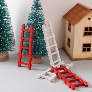 微景观仿真圣诞梯子木梯迷你模型 娃娃屋场景装饰园艺造景diy配件