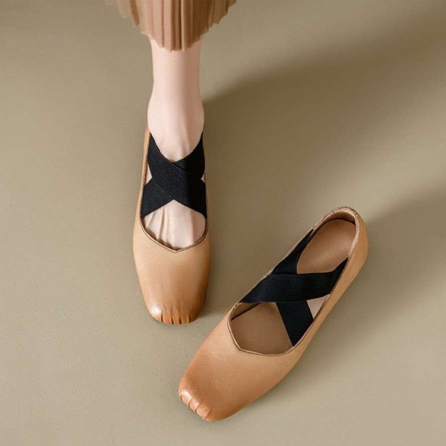 ins手工高定！巨软巨好穿~真皮复古交叉带芭蕾舞鞋女方头玛丽珍鞋,女鞋,时尚芭蕾鞋,淘宝优惠券,粉丝福利购,淘宝优惠卷