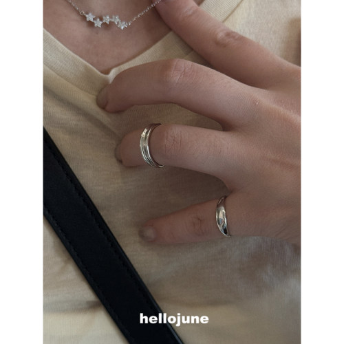 hellojune s925通体纯银 经典极简质感搭配光面银豆尾戒 关节戒