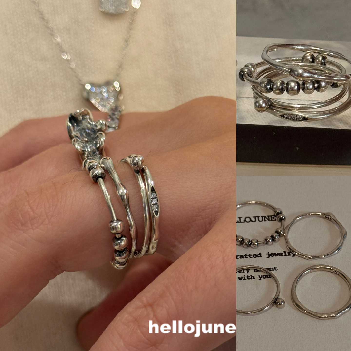 hellojune 通体925银 复古做旧银圆珠细戒 银豆戒搭配细银戒,饰品/流行首饰/时尚饰品新,银饰戒指,淘宝优惠券,粉丝福利购,淘宝优惠卷