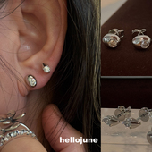 鹅蛋椭圆单钻耳钉 hellojune 通体925银 几何三角圆钻耳钉