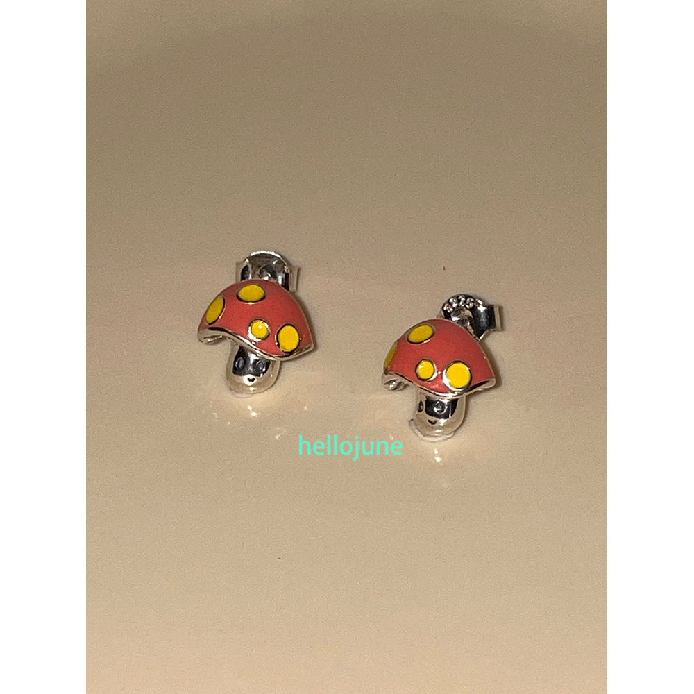 925银童话彩色蘑菇头耳钉