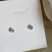 圆钻耳钉 hellojune 925银 闪亮小圆形搭配耳钉