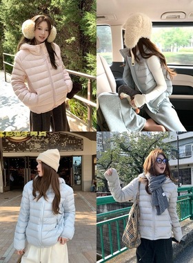 日韩im向 暖暖小泡芙 180g充绒 90白鸭绒防水刺绣排骨羽绒服/马甲