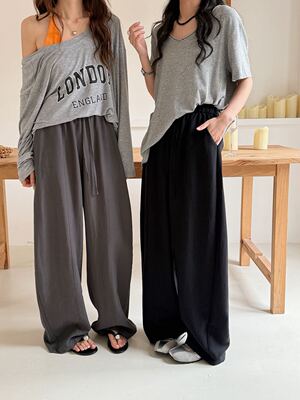 MM Studio净色韩系慵懒风休闲裤女新款高腰显瘦百搭弯刀裤2603