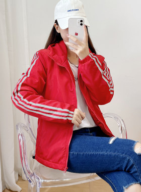 女士红色连帽棉服大码加棉