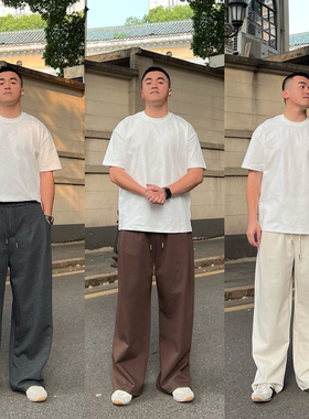 FFMR【重磅滑感 立体褶皱】2026夏季垂感抗皱阔腿纯色休闲卫裤男