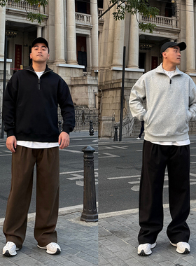 FFMR 重磅毛呢加厚肌理感休闲裤男款宽松抗皱垂坠感阔腿直筒长裤