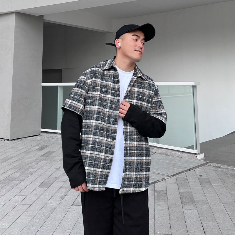 FFMR设计感港风长袖假两件衬衫