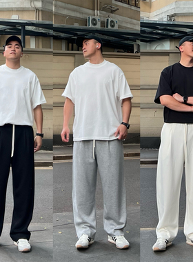 FFMR【凉感透气面膜裤】2025夏季休闲卫裤宽松垂感直筒黑色运动裤