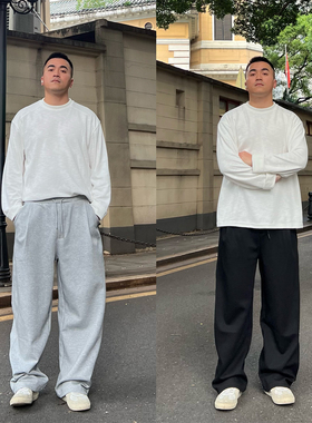 FFMR「阔腿褶皱 松紧直筒」2025秋冬重磅垂感休闲卫裤灰色长裤男