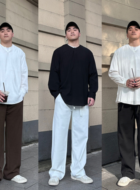 FFMR 夏季薄款宽松直筒休闲裤白色显高垂感黑色裤子坠感长裤男款