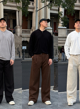 FFMR2025秋冬肌理感抗皱直筒西裤休闲显高垂坠感复古咖色阔腿裤男