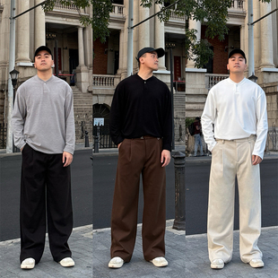 FFMR2026秋冬肌理感抗皱直筒西裤 男 休闲显高垂坠感复古咖色阔腿裤
