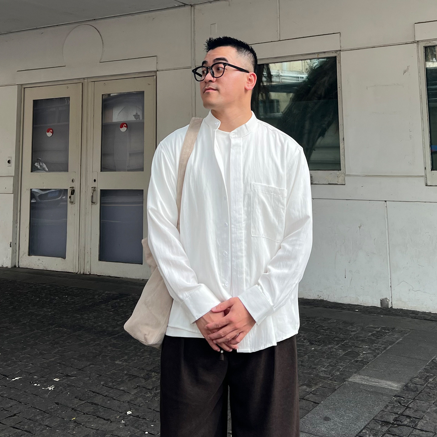 FFMR「莱赛尔棉新中式衬衣」2026秋季肌理感中山领宽松休闲衬衫男