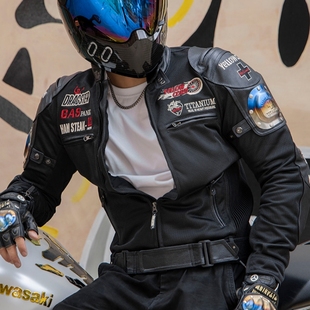 日本yellowcorn哈雷凯旋机车摩托车骑行服春夏透气防摔夹克皮衣男