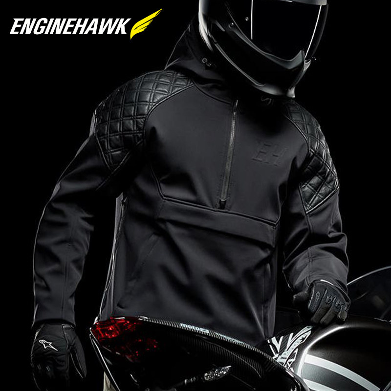 现货包邮英国ENGINEHAWK秋冬耐磨防摔拼皮夹克摩托机车复古骑行服